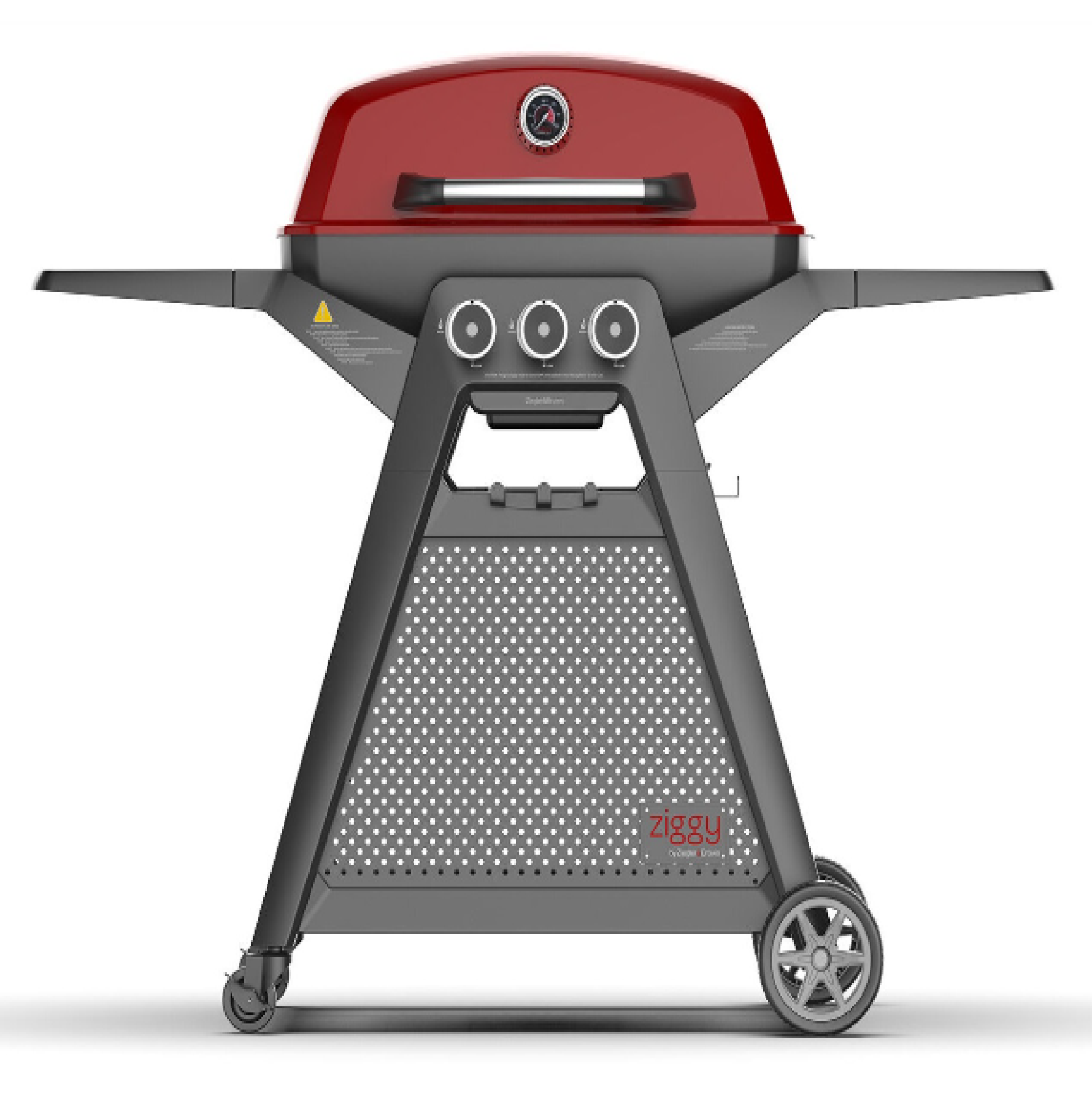 Ziegler & Brown ZIGGY CHILLI RED Elite Triple GAS GRILL With Cart